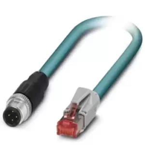 Image of Phoenix Contact 1403499 M12 / RJ45 Network cable, patch cable CAT 5e SF/UTP 3m Green Flame-retardant, incl. detent