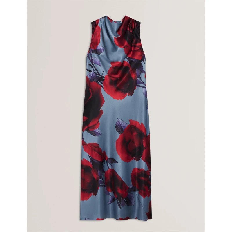 Image of Ted Baker Womens Print Tea Dress Lt-Blue female 8 (XS)