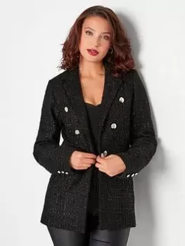 Image of Long Tall Sally Black Sparkle Boucle Blazer, Black, Size 14, Women