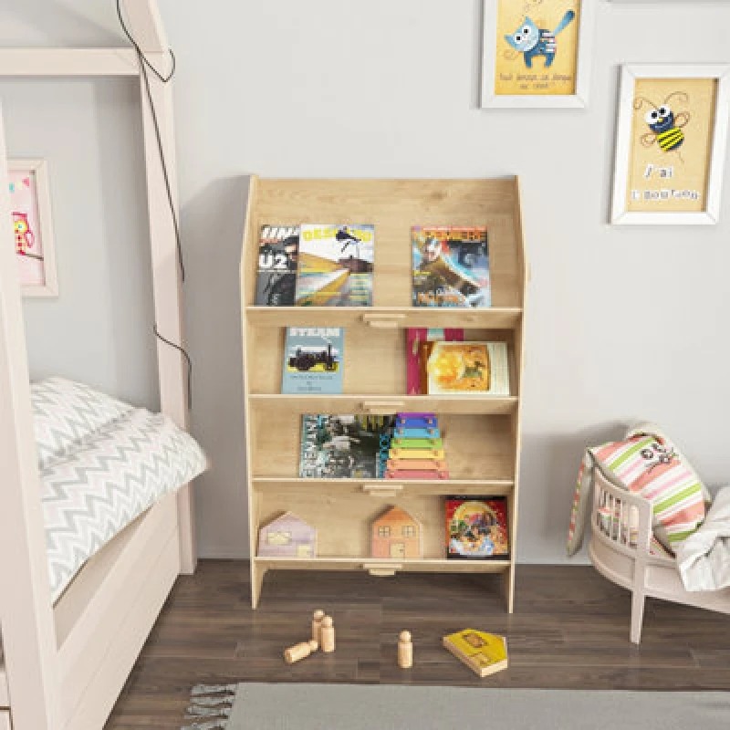 Image of Decorotika Aros Bookcase Bookshelf Toy Storage Montessori for Kids Light Oak unisex