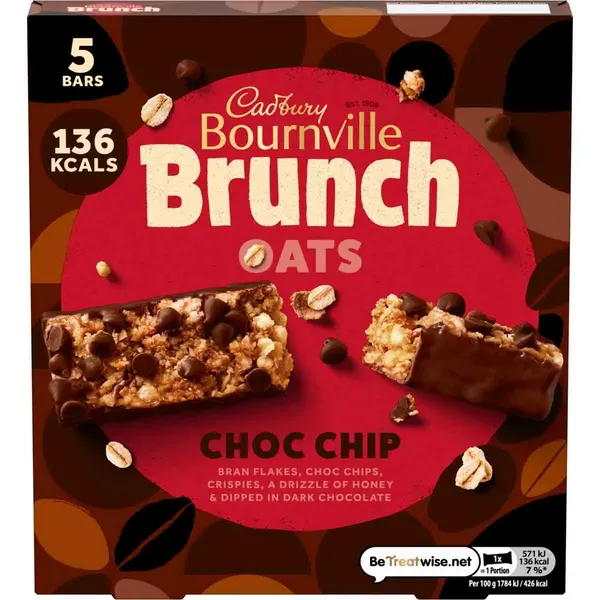 Image of Cadbury Gifts Direct Cadbury Brunch Oats Bournville Bars Pack of 5 (Box of 8) 4273872O