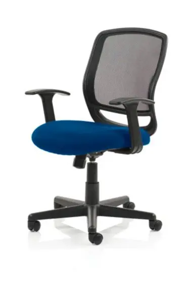 Image of Mave Task Operator Chair Black Mesh With Arms Bespoke Colour Seat Admiral Blue
