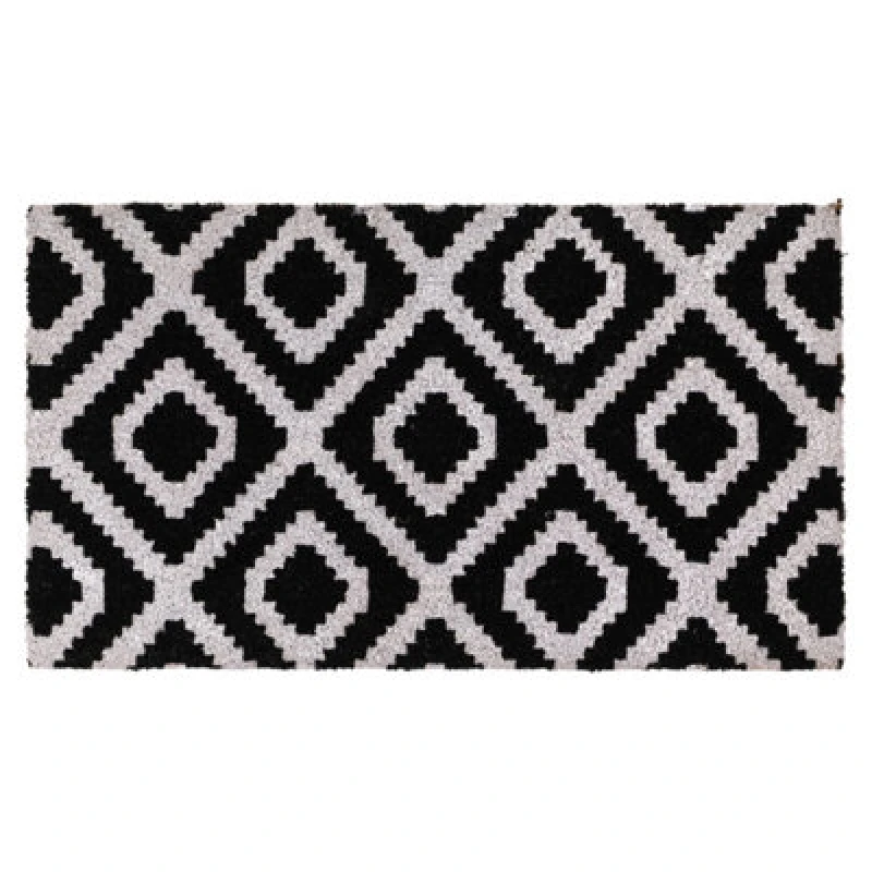 Image of Jvl Eco-Friendly Latex Backed Coir Entrance Doormat, 40X70Cm - Monochrome Diamond