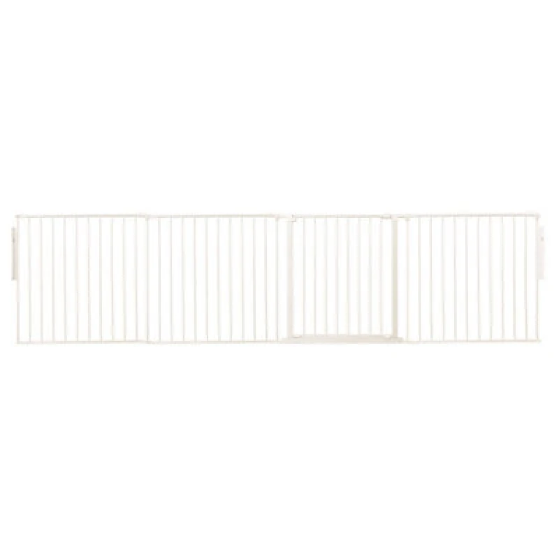 Image of Safetots Premium Multi Panel Room Divider, Up To 298Cm Wide, White, 70Cm Tall, Flexible Barrier With Door For Baby And Toddler