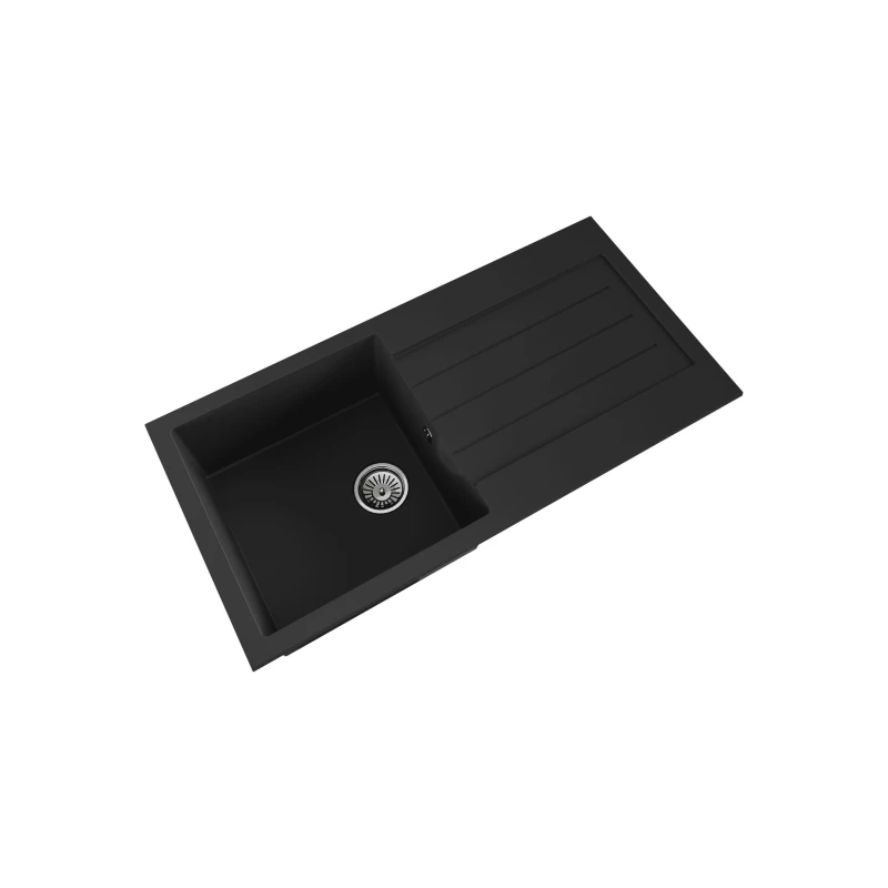 Image of Balterley 1 Bowl Composite Inset Sink Overflow Drainer Matt Black 1000x500mm Black unisex