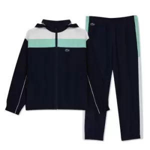 Image of Lacoste Contrast Band Taffeta Tracksuit Junior - Blue