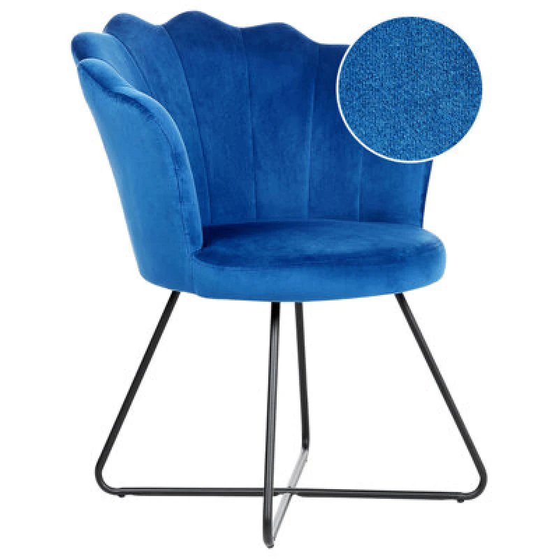 Image of Beliani Velvet Armchair Navy Blue Lovelock