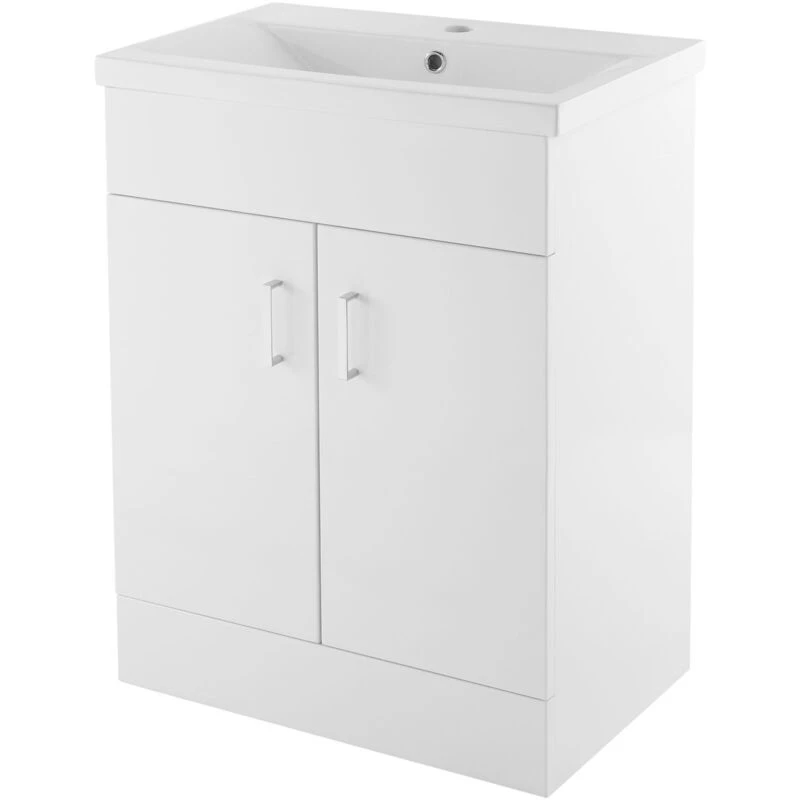 Image of NUIE Nuie - Eden Floor Standing 2-Door Vanity Unit with Basin-1 600mm Wide - Gloss White vtmw600e