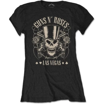 Image of Guns N' Roses - Top Hat, Skull & Pistols Las Vegas Womens Small T-Shirt - Black