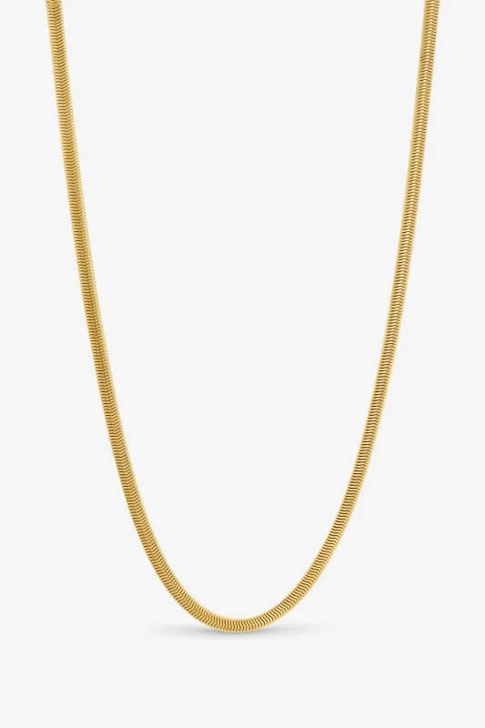 Image of Inicio Mens Gold Plated Waterproof Snake Chain Necklace - Gift Pouch Gold Male One Size