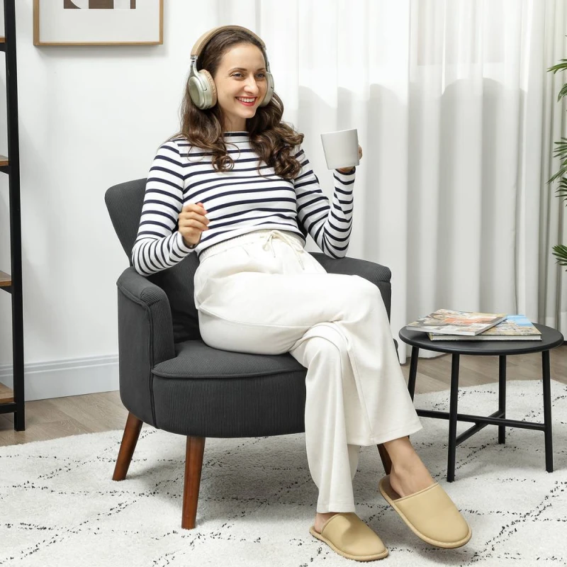 Image of HOMCOM HOMCOM Armchair with Padded Seat and Backrest for Living Room, Black One Size Unisex 5063603071087