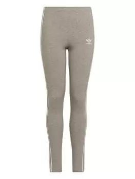 Image of adidas Originals Junior Girls Adicolor 3 Stripe Legging, Grey, Size 7-8 Years, Women