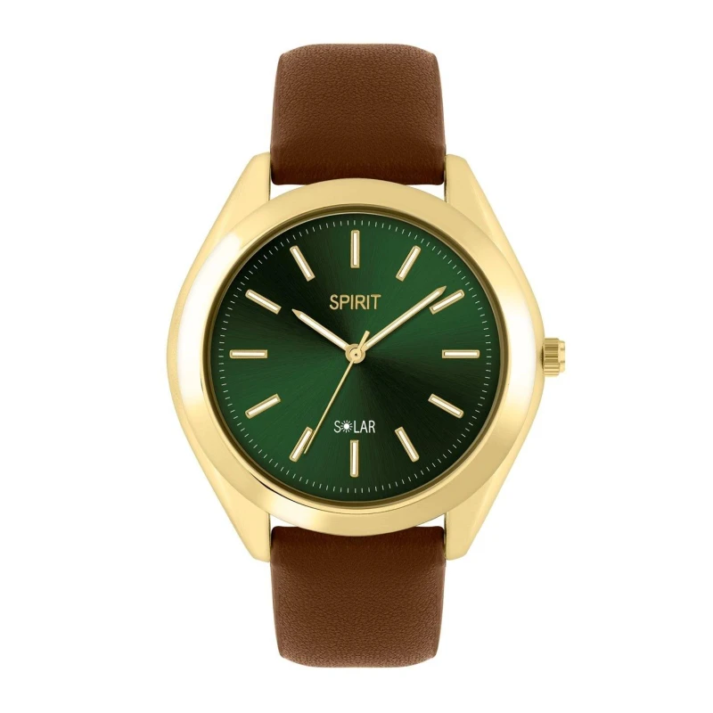 Image of Spirit Spirit Gent's Solar Brown Strap Green Dial Watch Brown One Size
