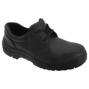Image of Grafters Mens 3 Eye Grain Leather Safety Toe Cap Shoes (44 EUR) (Black)