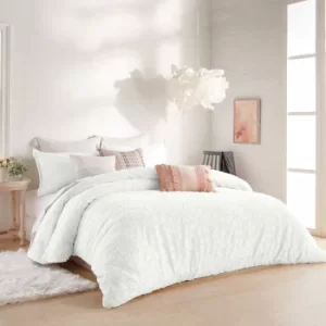 Image of Peri Home Clipped Floral Double Duvet Cover, White