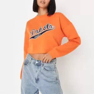 Image of Missguided Crop Graphic Sweatshirt - Orange