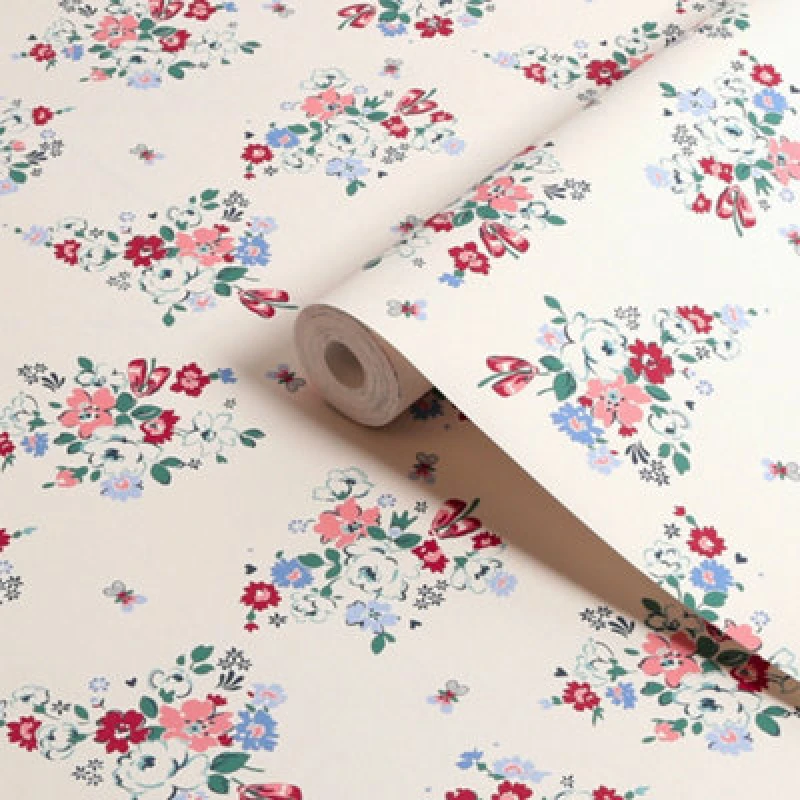 Image of Cath Kidston Clifton Floral Cream Floral Wallpaper Wallpaper One Size Cream 71744669000