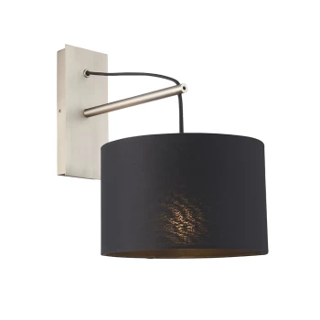 Image of Ravenna Wall Lamp Matt Nickel Plate & Black Cotton Fabric
