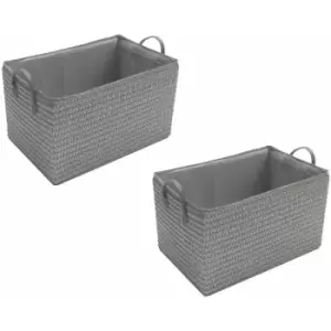 Image of Neon Bright Colours Toys Baby Nursery Organiser Cupboard Storage Basket + Handle Hamper basket [Dark Grey,Set of 2 Medium] - Dark Grey