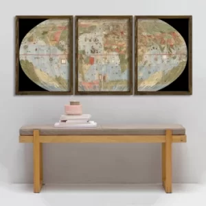 Image of Map085 Multicolor Decorative Framed MDF Painting