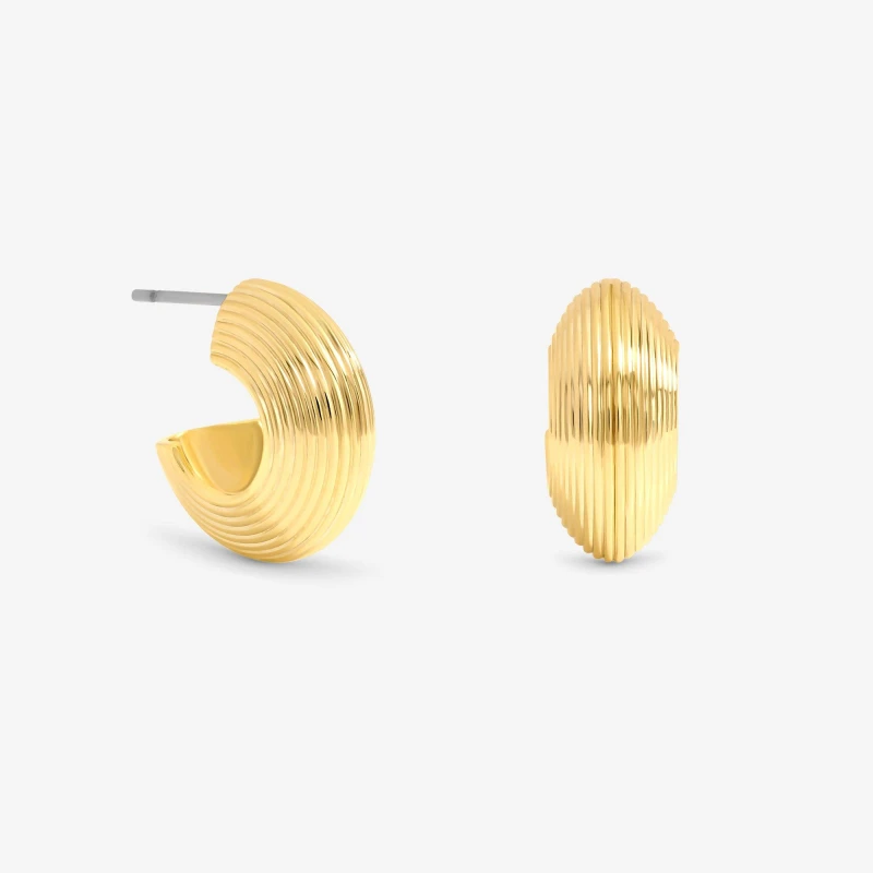 Image of Jon Richard Ribbed Hoop Earrings Gold female One Size