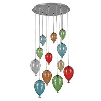 Image of Clown 12 Light Large Balloon Cluster Pendant Multi-coloured, G9