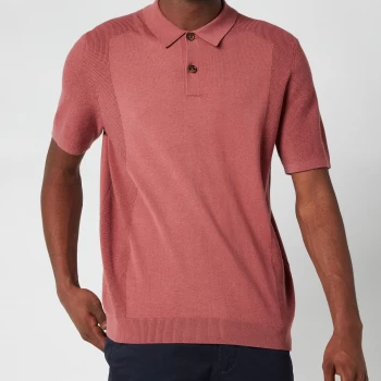 Image of Ted Baker Mens Bump Knitted Polo Shirt - Pink - 2/S