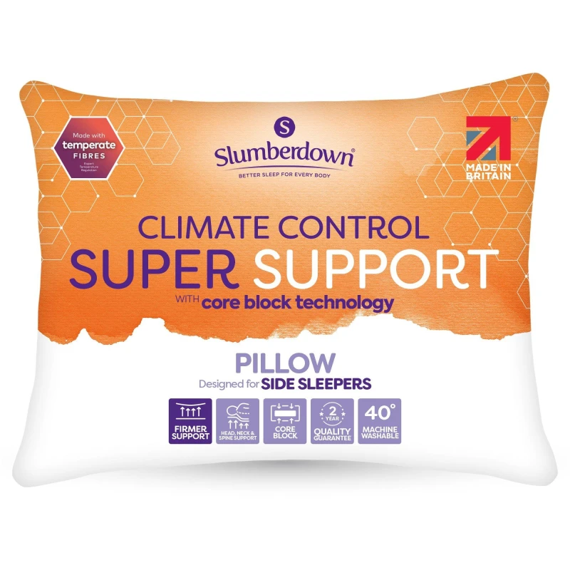 Image of Slumberdown 4 Pack Climate Control Super Support Side Sleeper Firm Pillows White unisex