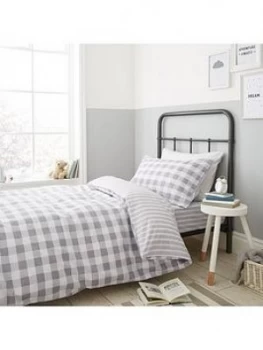 Image of Bianca Cottonsoft Bianca Grey Check Duvet Cover Set