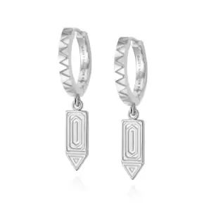 Image of Daisy London 925 Sterling Silver Artisan Drop Huggie Earrings Sterling Silver