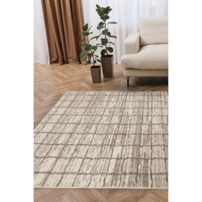 Image of Homemaker Homemaker Cadiz Check Rug - 160x230cm - Natural