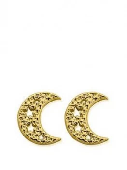 Image of Chlobo Chlobo Sterling Silver Gold Plated Starry Moon Stud Earrings