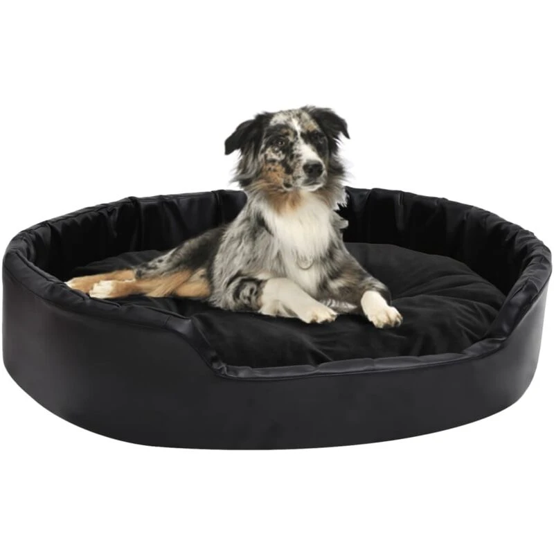Image of VIDAXL Vidaxl - Dog Bed Black 90x79x20cm Plush and Faux Leather 8720286430859