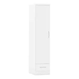 Image of Seconique Nevada 1 Door 1 Drawer Wardrobe - White Gloss
