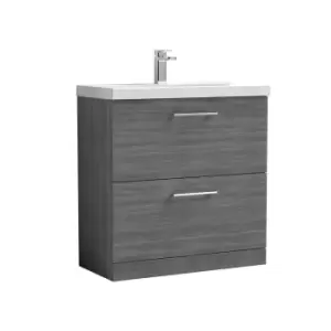 Image of Nuie Arno 800mm Floor Standing 2 Drawer Vanity & Basin 3 Anthracite