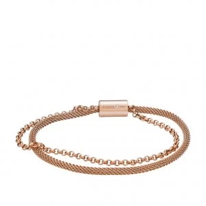 Image of Fossil Ladies Duo Rose Gold Tone Mesh Bracelet