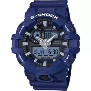 Image of Mens Casio 'G-Shock' Blue and Black Stainless Steel Quartz Chronograph Watch