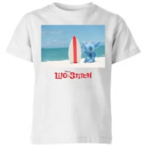 Image of Disney Lilo And Stitch Surf Beach Kids T-Shirt - White - 3-4 Years