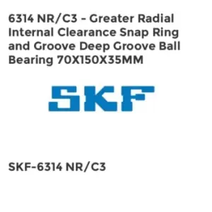Image of 6314 NR/C3 - Greater Radial Internal Clearance Snap Ring and Groove Deep Groove Ball Bearing 70X150X35MM