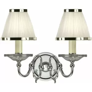 Image of Loops - Luxury Flemish Twin Wall Light Bright Nickel White Shade Traditional Lamp Holder