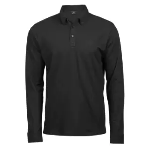 Image of Tee Jays Mens Long Sleeve Fashion Stretch Polo (M) (Black)