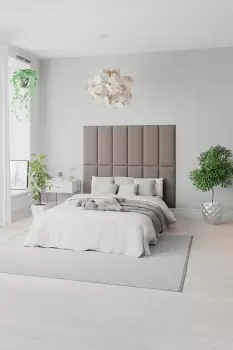 Image of EasyMount Wall Mounted Upholstered Panels, Modular DIY Headboard in Yorkshire Knit Fabric (Pack of 2)