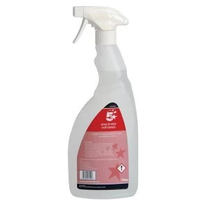 Image of 5 Star Facilities 750ml Spray and Wipe with Bleach Bactericidal Cleaner