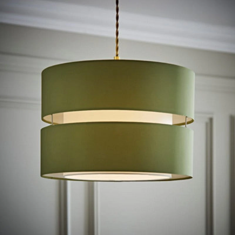 Image of ValueLights Sophia Easy Fit Large Light Lamp Shade Olive