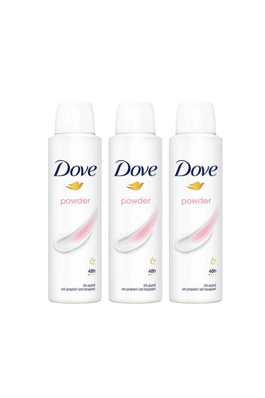 Image of Dove Powder 'Antiperspirant' 48H Sweat Protection Deo For Her 150ml,3pk White