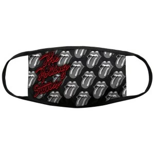 Image of The Rolling Stones - B&amp;W Tongues Face Mask - Black