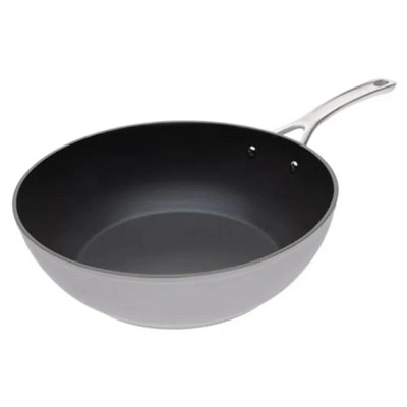 Image of Laura Ashley Forged Aluminium Non-Stick Wok 30Cm - Dark Dove Grey