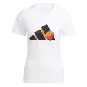 Image of adidas AEROREADY Flower Graphic Running T-Shirt Womens - White