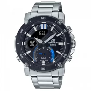 Image of Casio Edifice Quartz Black Dial Silver Stainless Steel Bracelet Mens Watch ECB-20DB-1AEF
