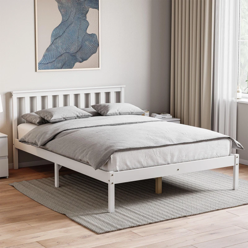 Image of Lassic Vida Designs Milan Double Wooden Bed, Low Foot White unisex Double